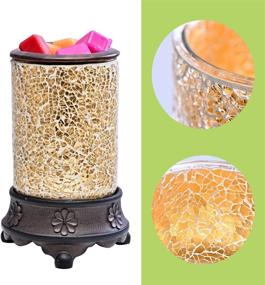 img 2 attached to ASAWASA Handcrafted Mosaic Candle Wax Warmer - Exquisite Scented Burner and Fragrance Melter, Cozy Night Light for Home Kitchen Décor, Aromatherapy Spa Yoga Gifts - Golden Glass