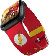 🏃 officially licensed dc comics flash tactical smartwatch band for apple watch - fits 38mm, 40mm, 42mm, and 44mm (apple watch not included) logo