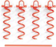 🔨 corque heavy duty screw in ground anchors with folding ring – orange powder coated steel – 12 inch, set of 4 for swing sets, canopies, trampolines, camping tarps, trapping, sheds, and dog tie out логотип