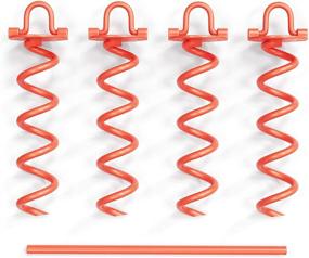 img 4 attached to 🔨 CORQUE Heavy Duty Screw In Ground Anchors with Folding Ring – Orange Powder Coated Steel – 12 Inch, Set of 4 for Swing Sets, Canopies, Trampolines, Camping Tarps, Trapping, Sheds, and Dog Tie Out