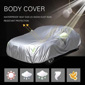 img 4 attached to 🚗 SCITOO Universal 210" Car Cover: All-Weather Waterproof Protection Against Rain, Snow & Ice – Dustproof Outdoor Shield