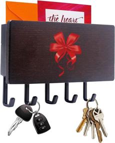 img 4 attached to Hivory Mail & Key Holder for Wall Decorative: Organize Your Keys & Mail Stylishly 📬 with 5 Key Hooks & Easy Mounting - Perfect for Entryway, Bathroom, Living Room, Kitchen (Walnut Bronze)