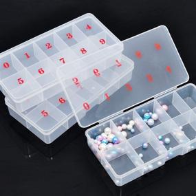 img 1 attached to 📦 Organize and Store in Style: 3 Pack Transparent False Nail Art Tips Storage Box - Rhinestone Glitter Storage Case Container