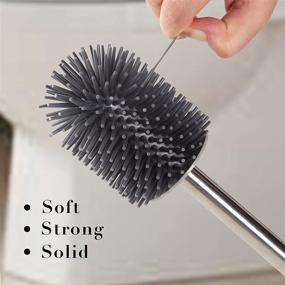 img 3 attached to BOOMJOY Silicone Toilet Brush with Holder and Tweezers - Efficient Cleaning for Bathroom and RV - Grey