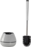 boomjoy silicone toilet brush with holder and tweezers - efficient cleaning for bathroom and rv - grey logo