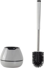 img 4 attached to BOOMJOY Silicone Toilet Brush with Holder and Tweezers - Efficient Cleaning for Bathroom and RV - Grey