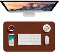 desk pad, 23.6x13.8in pu leather desk mat, m extended mouse pad, waterproof desk blotter 🖥️ protector, ultra thin small laptop keyboard mat, non-slip desk writing pad for office home, brown - hsurbtra logo