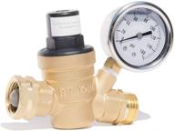 🔧 rvaqua m11-45psi rv water pressure regulator - brass lead-free adjustable reducer with 160 psi gauge, inlet stainless screened filter for camper logo