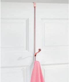 img 2 attached to 🌸 mDesign Rose Gold Over The Door Storage Organizer Rack - 17 Inches Tall, 2 Hooks, 2 Pack - Hang Coats, Hoodies, Hats, Scarves, Purses, Leashes, Towels, Robes, Clothing - Modern Metal Design