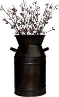 🌻 farmhouse vintage milk can flower vase - fovasen black metal galvanized jug for wedding centerpieces and home decor - 7.5" h logo
