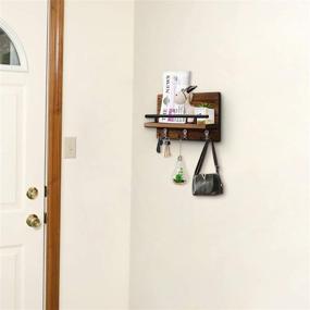 img 1 attached to 🔑 Soraken Wall Mounted Key Holder with 3 Double Hooks for Keys, Bills, Glasses, etc. - Wooden Mail Shelf Sorter Organizer, Decorative Key Rack Hangers for Entryway, Storage, Living Room