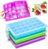 🧊 premium 3 pack silicone ice cube trays with lids - flexible molds for whiskey and cocktails, keep drinks chilled - reusable and convenient logo