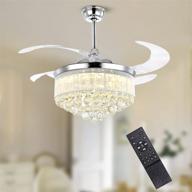 💡 moooni modern 42" dimmable led fandelier crystal ceiling fan: stylish retractable blade chandelier fan light kit in polished chrome логотип