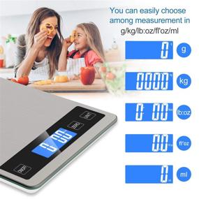 img 1 attached to 🔢 Zibet Rechargeable 33lb/15kg Digital Kitchen Scale, 1g/0.1oz Precision, 5 Units, Tare Function, Backlit LCD Display, Stainless Steel & Tempered Glass