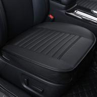 🪑 edealyn single seat protective cover without backrest - pu leather bamboo charcoal car seat cushion, 1 piece, black logo