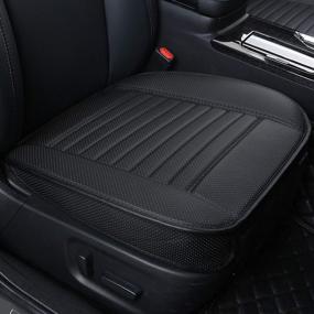 img 4 attached to 🪑 EDEALYN Single Seat Protective Cover Without Backrest - PU Leather Bamboo Charcoal Car Seat Cushion, 1 Piece, Black