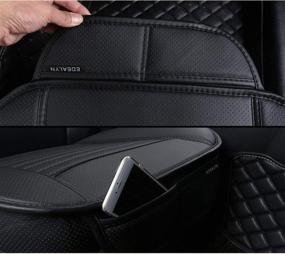 img 2 attached to 🪑 EDEALYN Single Seat Protective Cover Without Backrest - PU Leather Bamboo Charcoal Car Seat Cushion, 1 Piece, Black