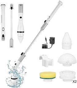 img 4 attached to 🧽 Holulo Electric Spin Scrubber Cordless Spin Brush with 5 Replaceable Spin Brush Heads for Tub /Tile /Floor/Sink - Adjustable Long Handle for Bathroom/Kitchen