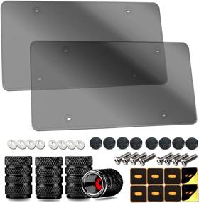 img 4 attached to 🚗 ZXFOOG 2 Pack License Plate Covers - Tinted Smoked Flat License Plate Protector: Enhance Vehicle Aesthetics and Protection with Unbreakable Car Tag Frame Cover, Rattle Proof Pad, and Accessories