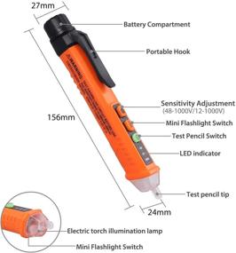 img 3 attached to 🔌 Adjustable Sensitivity Dual AC Voltage Detector Test Pen CAMWAY: 12-1000V/48V-1000V, LED Indicator Alarm Mode, Live/Null Wire Judgment - Enhanced for SEO