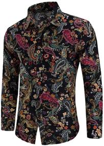 img 2 attached to EMAOR Casual Floral Sleeve Button Men's Clothing and Shirts