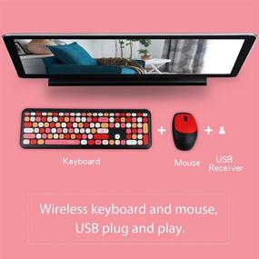 img 3 attached to 🖥️ Efficient Arcwares Wireless Keyboard and Mouse Combo: 2.4G USB Ergonomic Typewriter Keycaps for Desktops, Laptops, PC, Mac (Red Mixed Style)