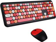 🖥️ efficient arcwares wireless keyboard and mouse combo: 2.4g usb ergonomic typewriter keycaps for desktops, laptops, pc, mac (red mixed style) logo