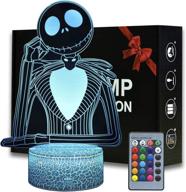 🎃 halloween town pumpkin king jack skellington 3d night light, anime desk lamp with remote control for kids bedroom, creative lighting ideal for kids and fans of jack skellington (jack skellington a+) - enhanced seo логотип