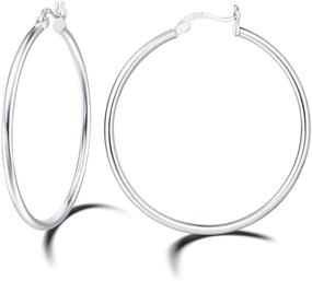 img 4 attached to Carleen Gold Plated 925 Sterling Silver Hoop Earrings | High Polished Round Tube | Click-Top Huggie Piercing | Small/Medium/Large Big Hoop Earrings for Women Girls | Fine Jewelry Gifts | All Sizes