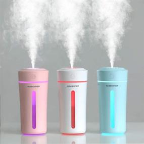 img 2 attached to 🌸 Enhanced 9 Fl oz Portable Mini Humidifier for Small Spaces - Ideal for Car, Office, or Bedroom - Ultra Quiet with 7 Colors Night Light - BPA Free for Baby - USB Powered - Auto Shut-Off - 2 Mist Modes - Pink