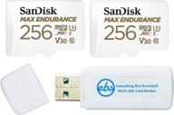 📷 sandisk max выносливая видеокарта 256 гб (2 шт.) - microsdxc карта для автомобильных видеорегистраторов и систем безопасности дома - класс 10, пакет с считывателем карт памяти логотип