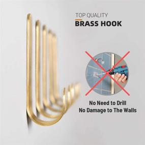 img 2 attached to Modern Wall Mounted Brass Hooks: Stylish Gold Coat 🔑 Robe Towel Door Hook 4-Pack for Bathroom Kitchen Foyer Garage