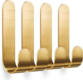 img 4 attached to Modern Wall Mounted Brass Hooks: Stylish Gold Coat 🔑 Robe Towel Door Hook 4-Pack for Bathroom Kitchen Foyer Garage