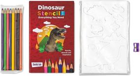 img 3 attached to 🦖 Dinosaur Stencil Drawing Kit with Carrying Case - Abundant Stencils for Kids, Colored Pencils, Activity Book, Sharpener Included…