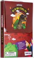 🦖 dinosaur stencil drawing kit with carrying case - abundant stencils for kids, colored pencils, activity book, sharpener included… logo