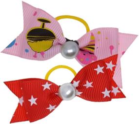 img 2 attached to 🎀 YCSJPET Pet Hair Bows with Rubber Bands - Grooming Accessories for Kittens, Puppies, and Horses