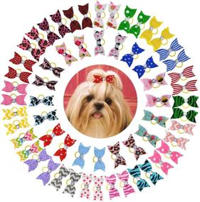 img 4 attached to 🎀 YCSJPET Pet Hair Bows with Rubber Bands - Grooming Accessories for Kittens, Puppies, and Horses