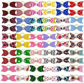 img 3 attached to 🎀 YCSJPET Pet Hair Bows with Rubber Bands - Grooming Accessories for Kittens, Puppies, and Horses