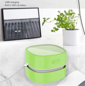 img 2 attached to 💚 ODISTAR Desktop Vacuum Cleaner: Cordless, Energy-Saving with Auto Power-Off, High Endurance up to 400 mins, 360º Rotatable Design - Ideal for Keyboard, Home, and Office (Green Charging)