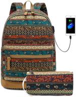 🎒 stylish and practical: bohemian waterproof laptop backpack with usb charging port logo