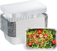 🍽️ 2.25 lb aluminum foil pans with lids - heavy duty disposable takeout food containers - pack of 20 - ideal for cooking, baking, meal prep, freezer storing - dimensions: 8.5"×6"×2 logo