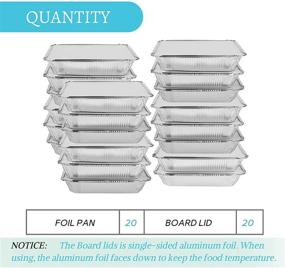 img 2 attached to 🍽️ 2.25 LB Aluminum Foil Pans with Lids - Heavy Duty Disposable Takeout Food Containers - Pack of 20 - Ideal for Cooking, Baking, Meal Prep, Freezer Storing - Dimensions: 8.5"×6"×2