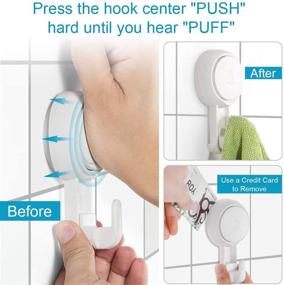 img 3 attached to 🔩 LUXEAR Heavy Duty Suction Cup Hooks - Powerful Vacuum Suction Holder for Towel, Robe, Loofah - Waterproof Bathroom & Kitchen Hooks - White, 6 Pack