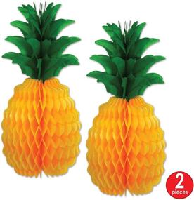 img 3 attached to 🍍 Vibrant Yellow/Green Tissue Pineapples Luau Centerpiece - Beistle 2 Piece Party Decorations, 12