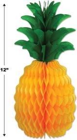 img 1 attached to 🍍 Ярко-желто-зеленые ананасы из ткани для центрального украшения в стиле луау - декорация на вечеринку Beistle из 2 частей, 12