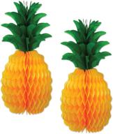 🍍 vibrant yellow/green tissue pineapples luau centerpiece - beistle 2 piece party decorations, 12 logo