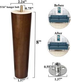 img 3 attached to AORYVIC Furniture Leg Replacement Set: 8 inch Mid Century Dresser Legs – Wood Sofa Legs with 5/16 inch Bolt (Pack of 4)