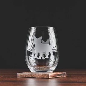 img 3 attached to 🐶 Greenline Goods French Bulldog Stemless Wine Glasses - Hand Etched Dog Lovers Gifts for Him and Her - 2-Sided Silhouette with Breed Name on Bottom (Single Glass)