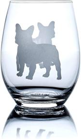 img 4 attached to 🐶 Greenline Goods French Bulldog Stemless Wine Glasses - Hand Etched Dog Lovers Gifts for Him and Her - 2-Sided Silhouette with Breed Name on Bottom (Single Glass)