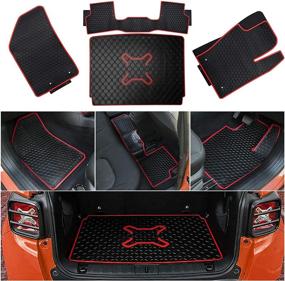 img 4 attached to 🚗 EnRand Rubber Cargo Liner Rear Cargo Tray Trunk Floor Mat Protector Set with Slush Front and Rear Seat Floor Mats - All Weather Accessories, Compatible with Jeep Renegade